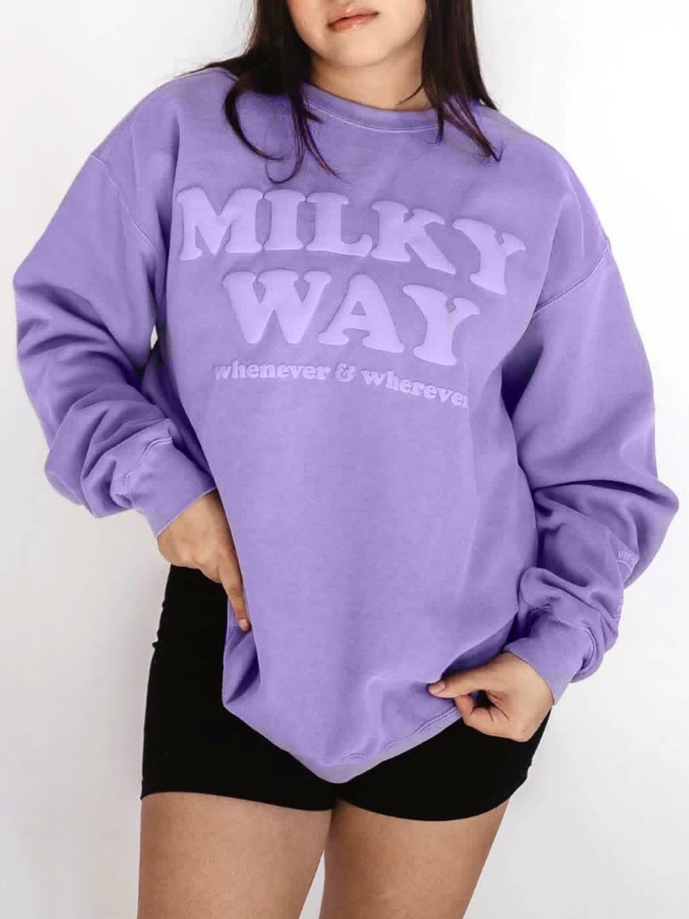The Little Milk Bar - Milky Way Lavender Purple Graphic Sweatshirt - L/XL